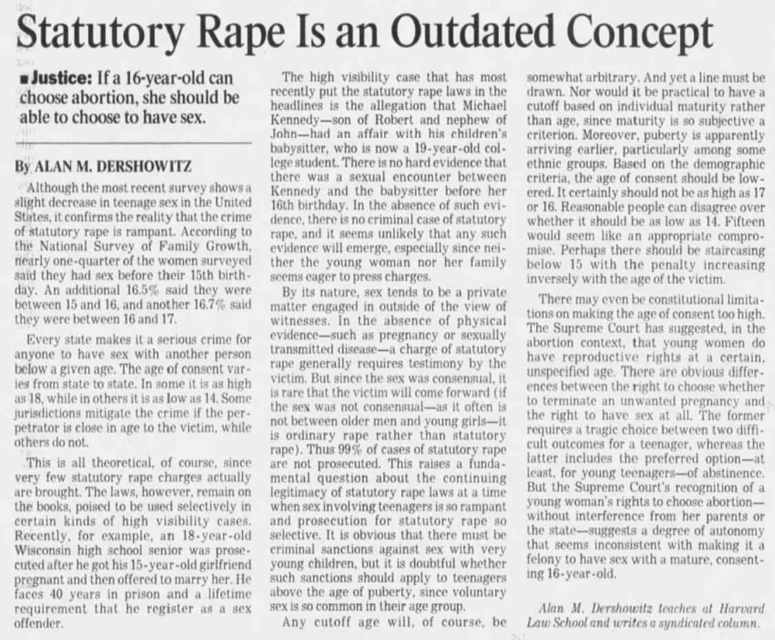 Statutory Rape Is an Outdated Concept by Nathaniel Hébert Medium