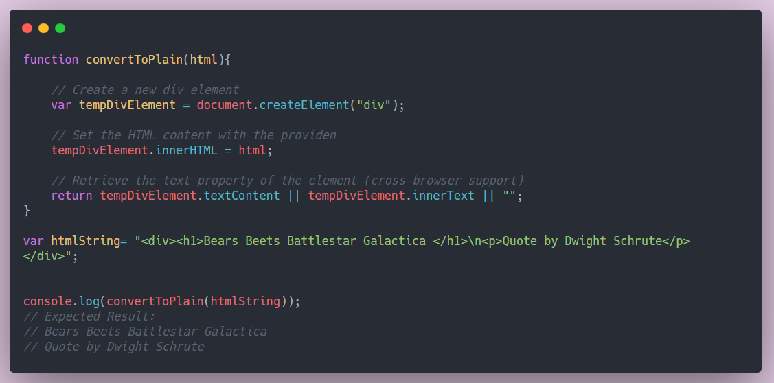 3 Different Ways To Convert HTML Into Plain Text | by Sanchitha SR |  JavaScript in Plain English