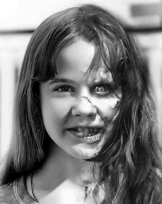 Linda Blair as Regan MacNeil in the The Exorcist (1973). 