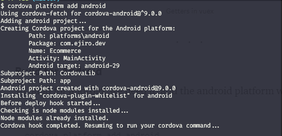 cordova platform add android