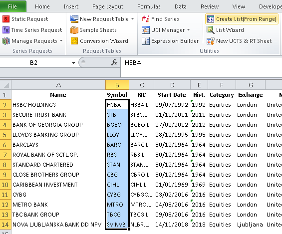 datastream excel add in