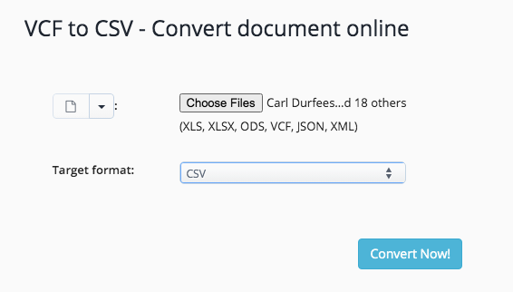 convert vcard to csv file
