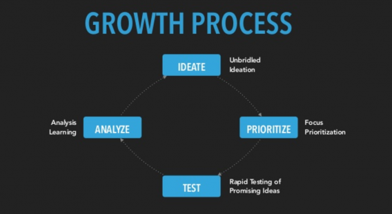 The growth process and loop- analyze, ideate, prioritize, and test