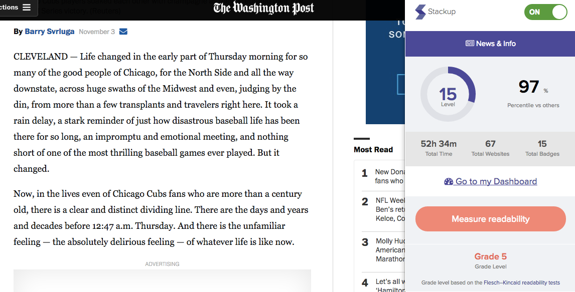 Measure Grade Level Reading For Any Web Page With Stackup By Noah Geisel Verses Education Medium