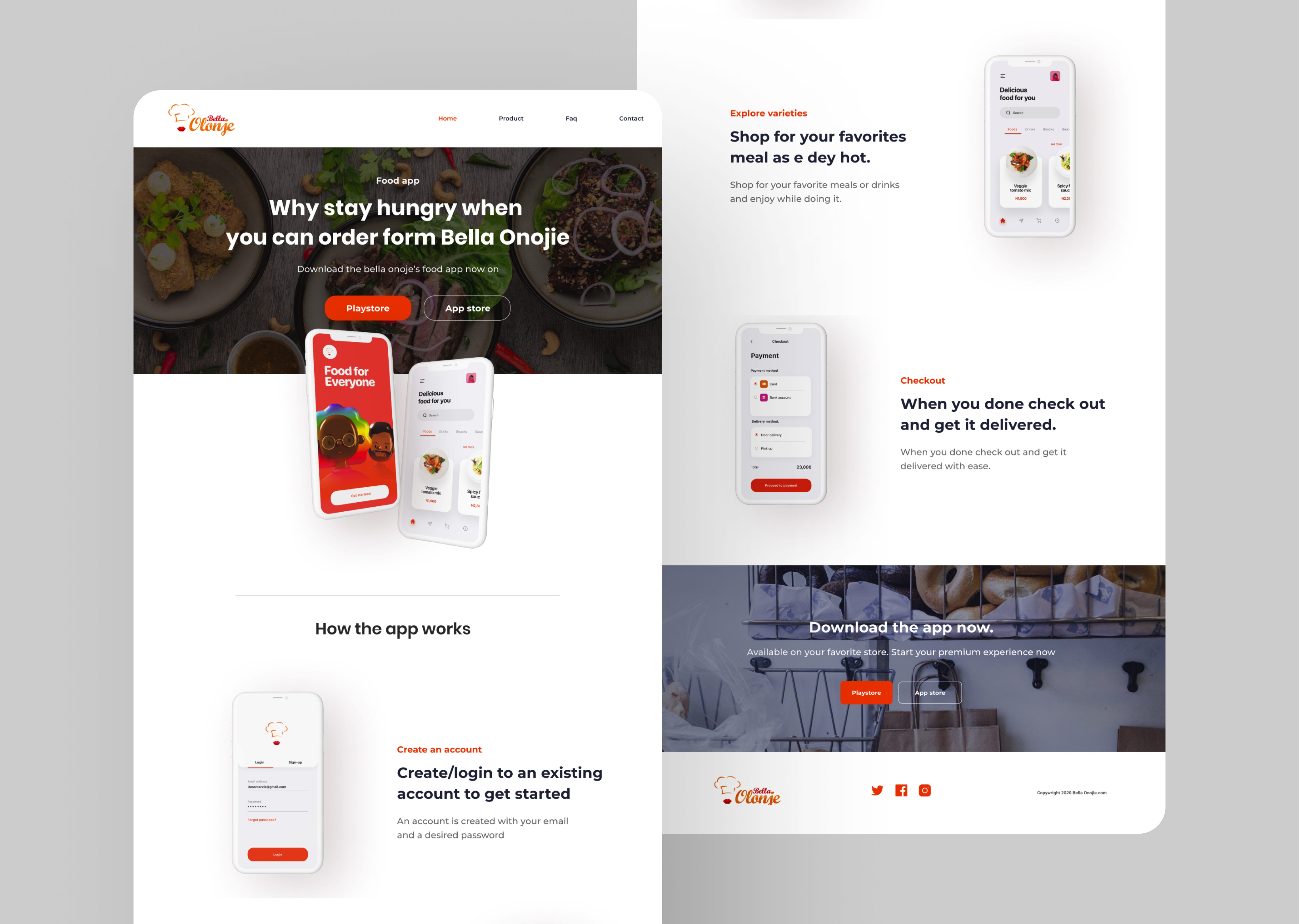 Website of Bella Food app Ui/Ux