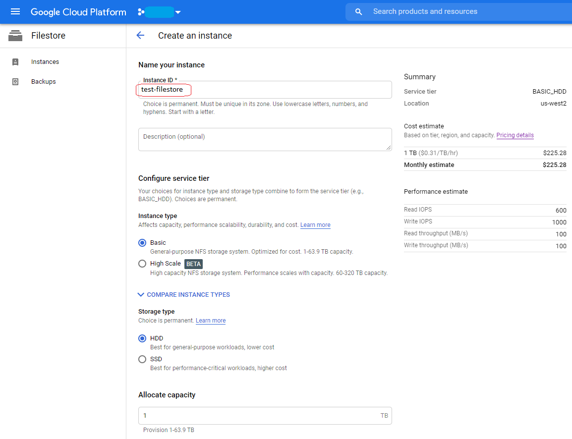 Setup Filestore (shared filesystem) on Google Cloud and mount on to