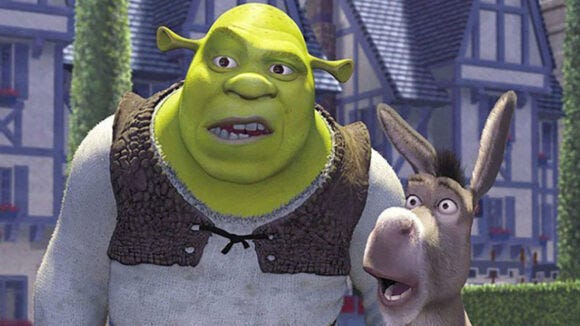 Shrek and Donkey in shock at what they’ve just seen.