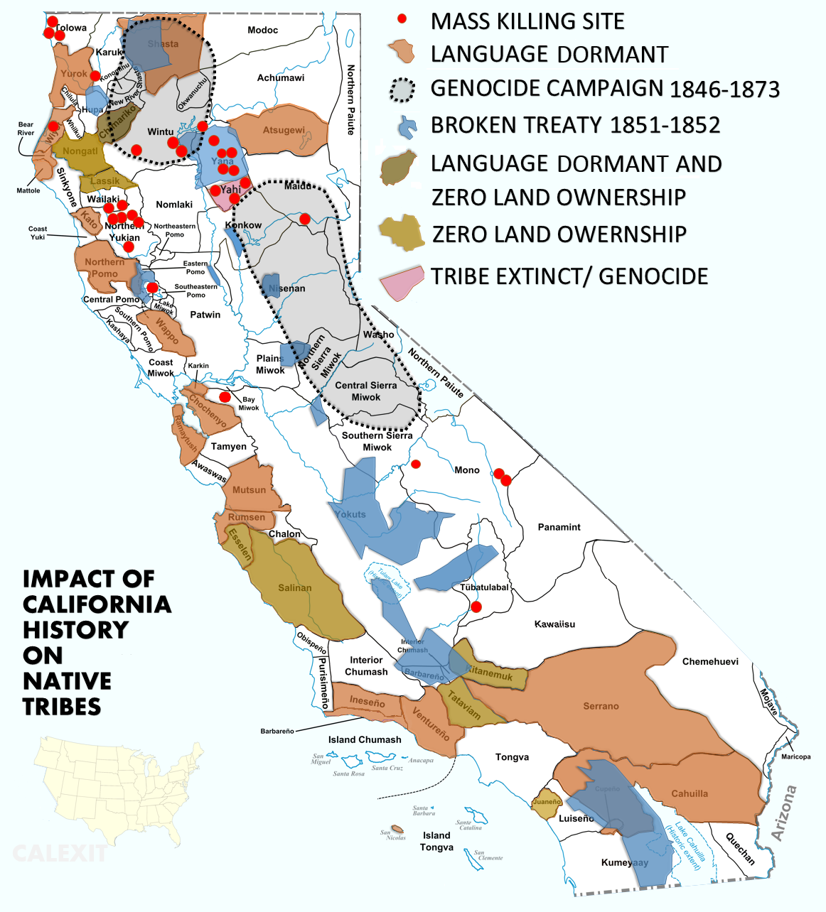 The collective impact of California history on Native/Indigenous Tribes.