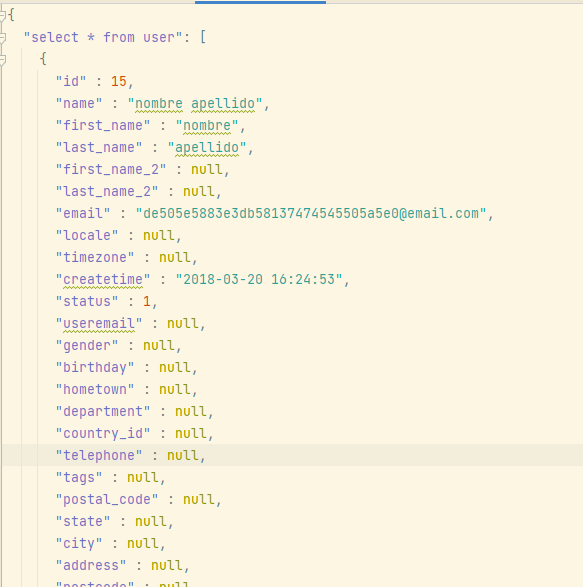 Ejemplo de copia estilo JSON con DBeaver