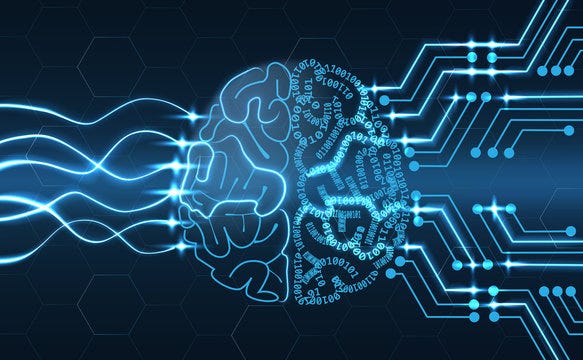 AI brain image: radiation in, bits out