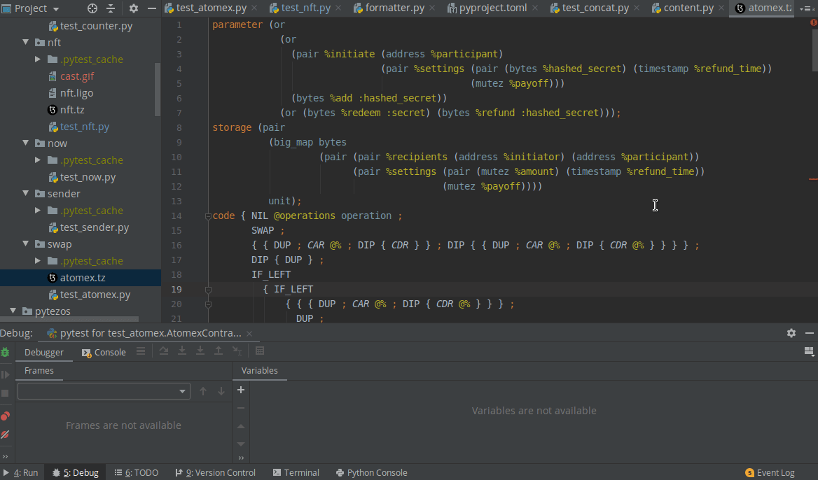 Using interactive debugger for a complicated test case