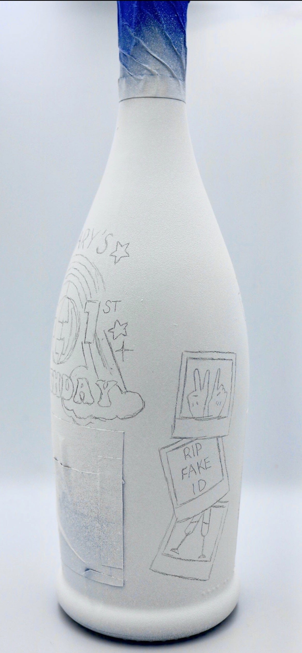 how to paint a champagne bottle