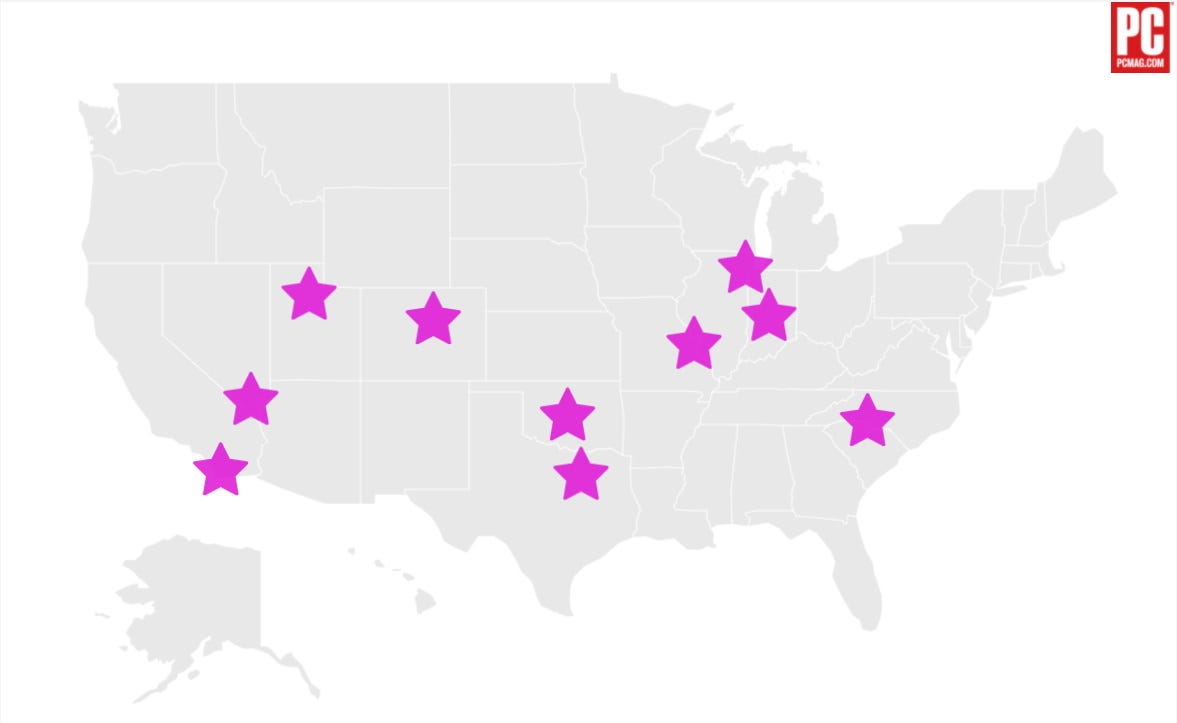 T Mobile Customers In These 10 Cities Need New Iphones By Pcmag Pc Magazine Aug 2021 Medium Best Map 2022 Pcmag