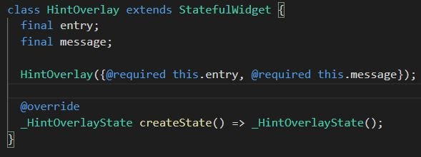 Requiring HintOverlay to take two parameters: entry and message