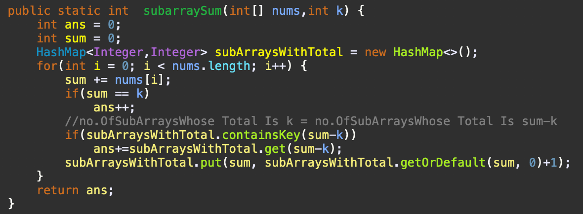 Competitive Prog| LeetCode 560 | Subarray Sum Equals K | Java | by ...
