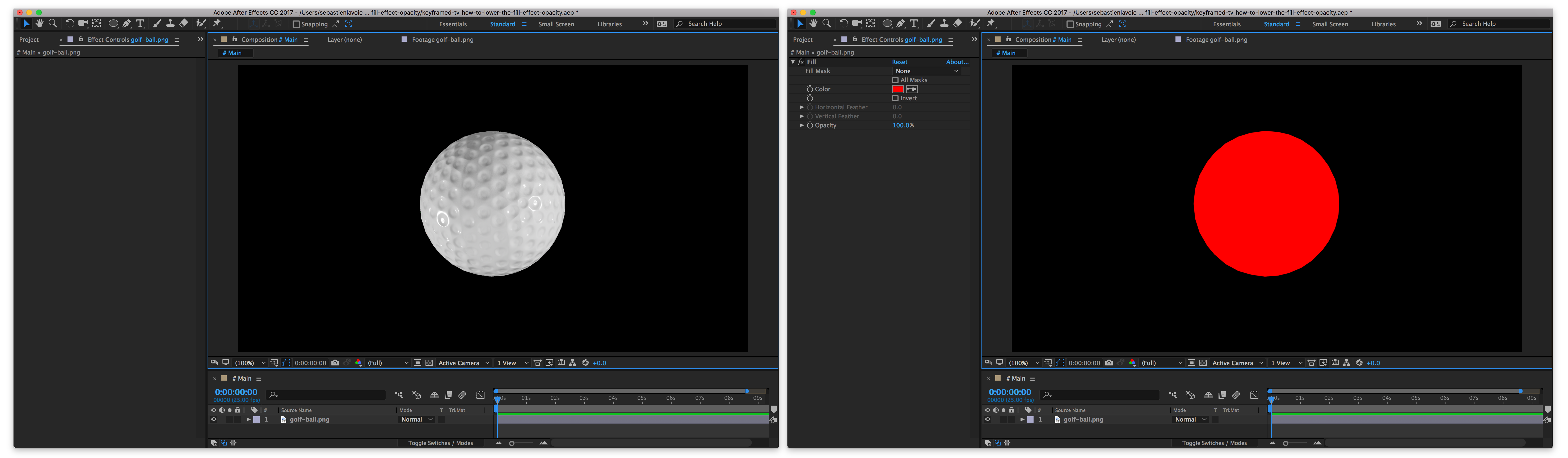 How to lower After Effects Fill effect’s opacity without affecting the