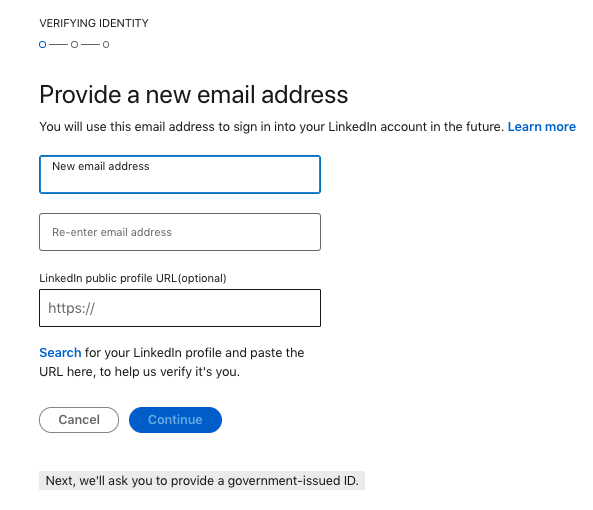 Get a new email address for your LinkedIn account