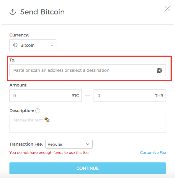 destination bitcoin address