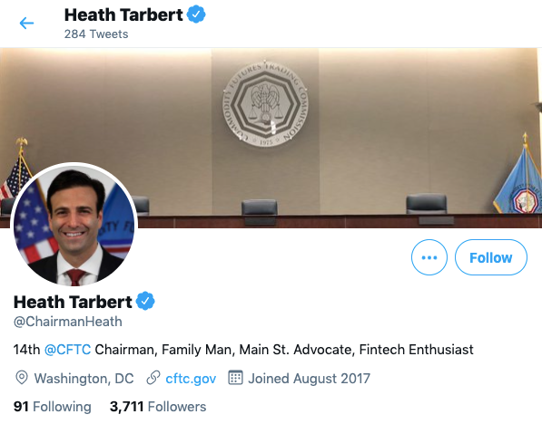 Heath Tarbert’s twitter page