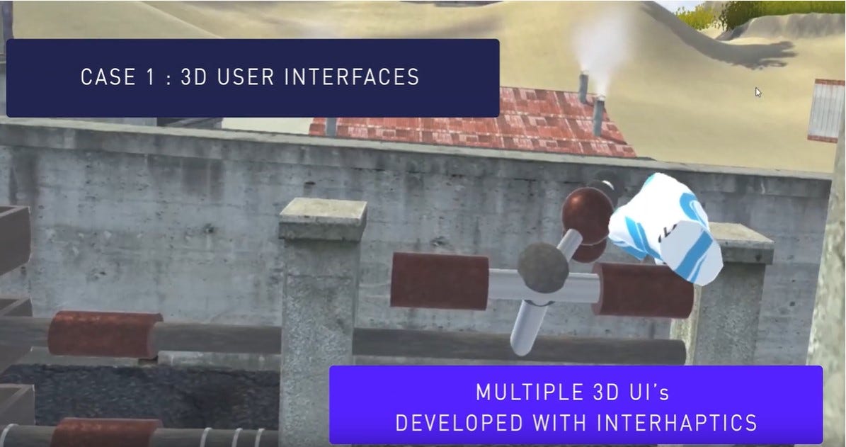 Screenshot of a xr hand interaction from Interhaptics' haptics demonstrator