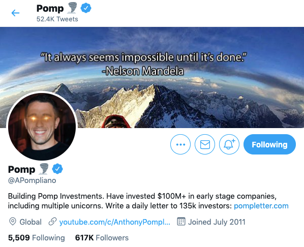 Pomp’s twitter page