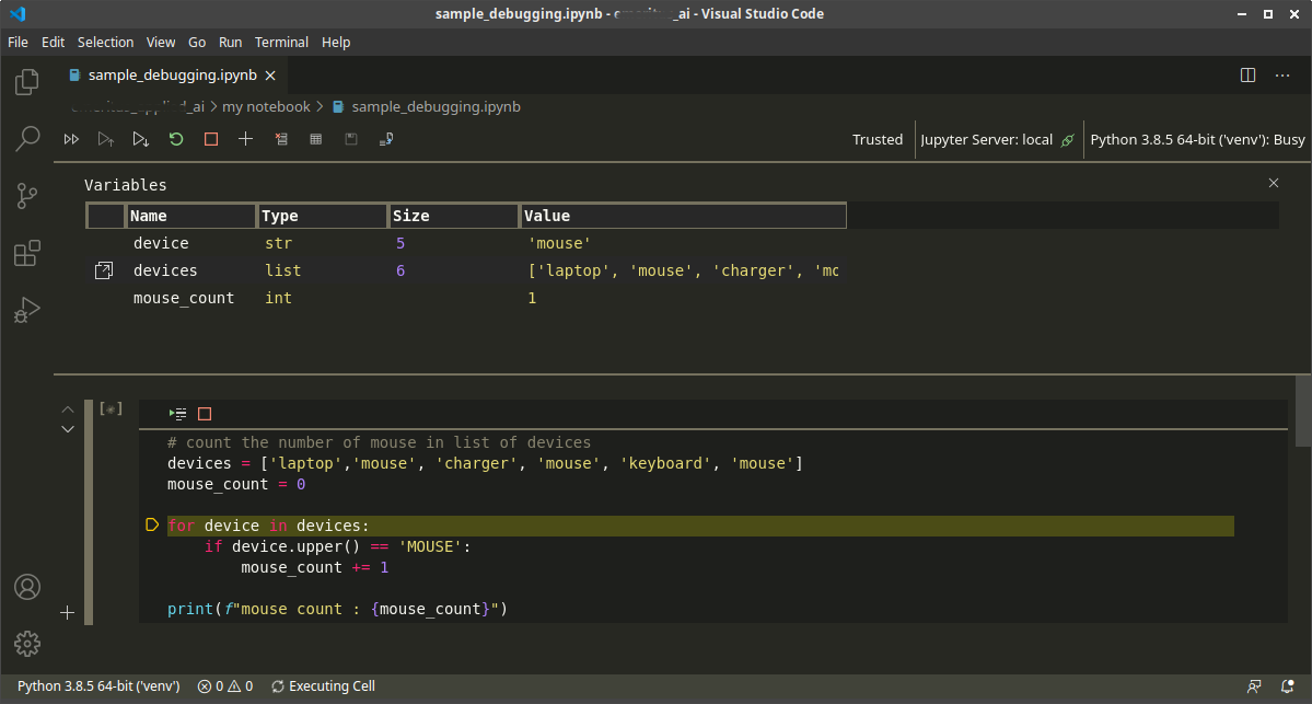 debug python in visual studio code
