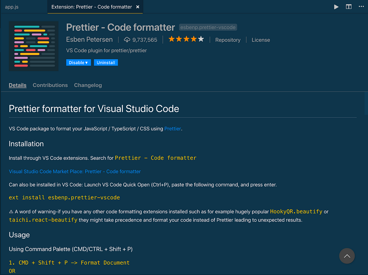 Code Formatting with Prettier in Visual Studio Code