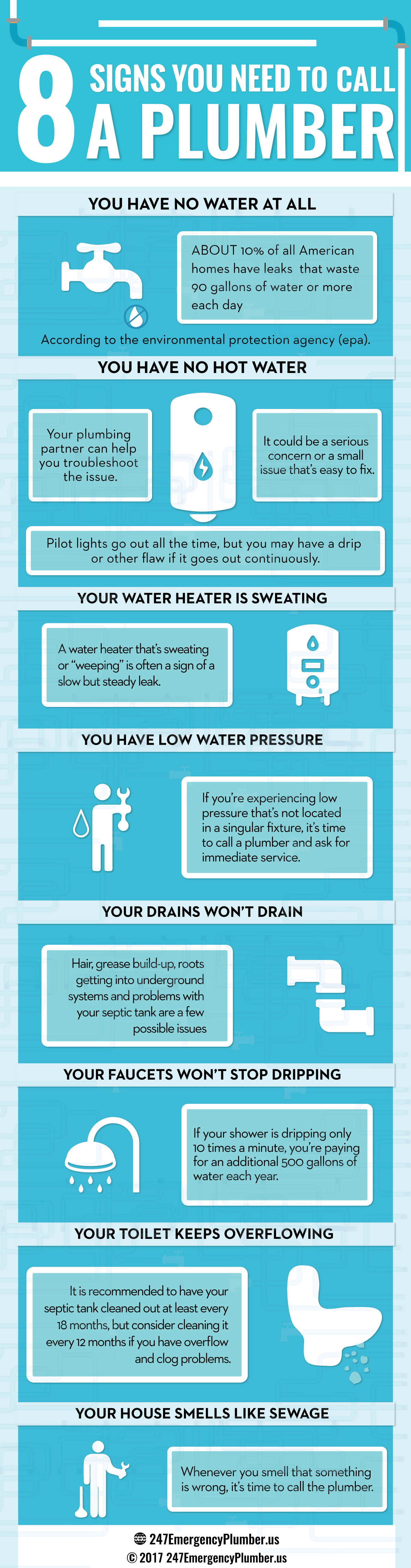 8 Signs You Need to Call a Plumber (Infographic) by 24/7 Emergency