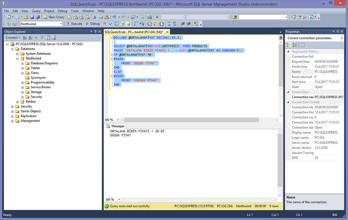 T Sql De Karar Ifadeleri Ve Dongu Kullanimi By Gokhan Yavas Gokhanyavas Medium