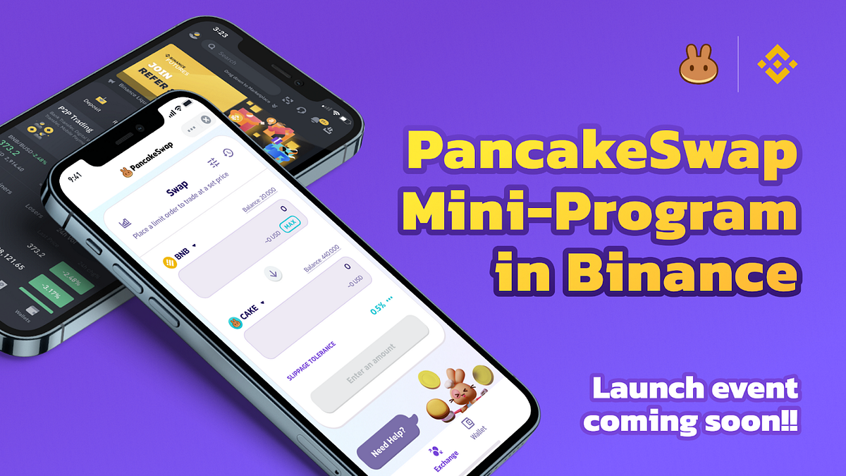 Miniprograma PancakeSwap Em parceria com a Binance, o primeiro projeto DeFi a ser lançado