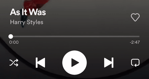 Playing a music on Spotify’s interface using the Play Icon.