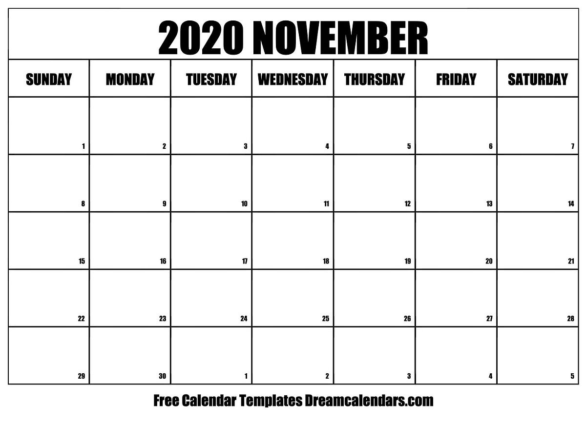 27+ Printable Blank Calendar Nov 2020 Pictures