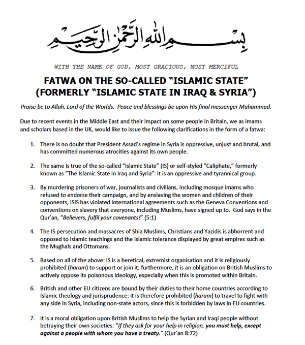 Fatwa Issued Against Isis By Muslim Clerics Of Multiple Nations By Smita Bose The Typewriter Medium