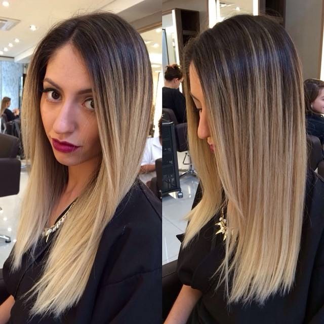 Long Straight Hair With Front Layers And Textured Ends On Blonde Ombre Colored Hair By Hairstyleology Medium