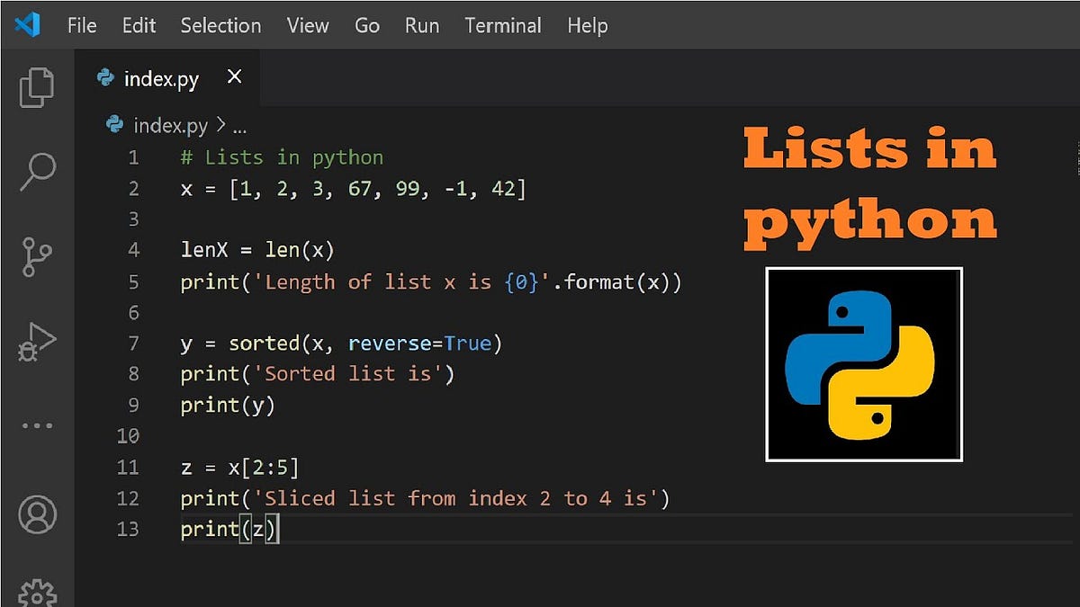 Lists in Python. Lists in Python | by Naga Sudhir | Medium
