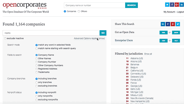 Company register search france