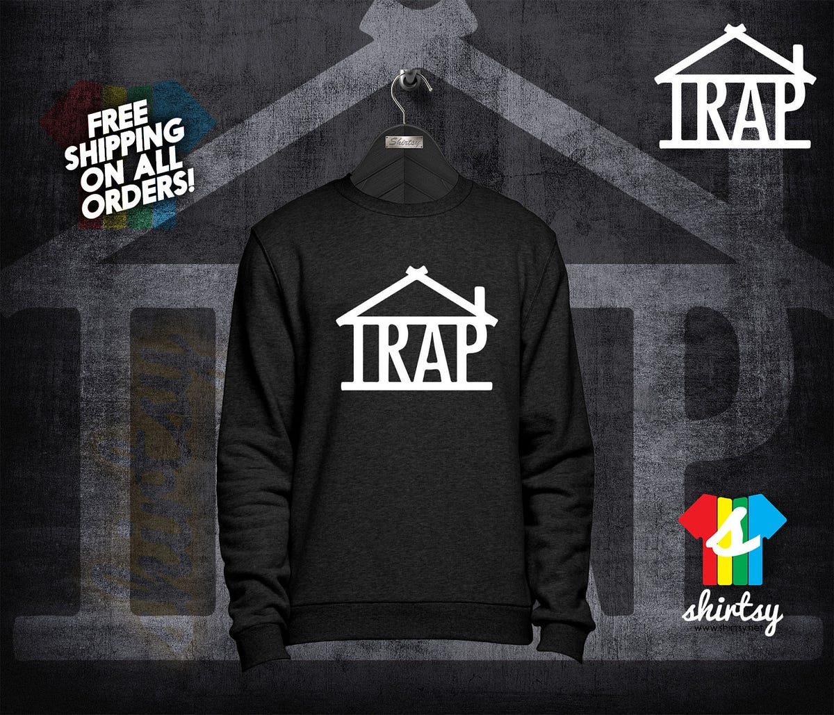 TRAP House Sweatshirt The Trap Crew Neck Sweatshirt Black Sweater TRAP Musi...