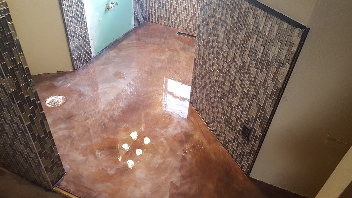Concrete Flooring Bathroom Floor Metallic Epoxy Shower Floor Concrete