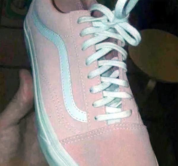 pink and teal sneakers