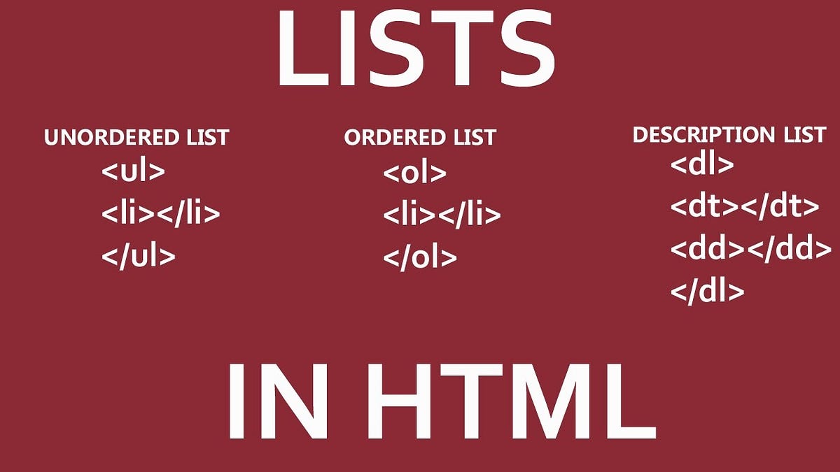 Lists in HTML. HTML list is used to group a set of… | by Shevaniett ...