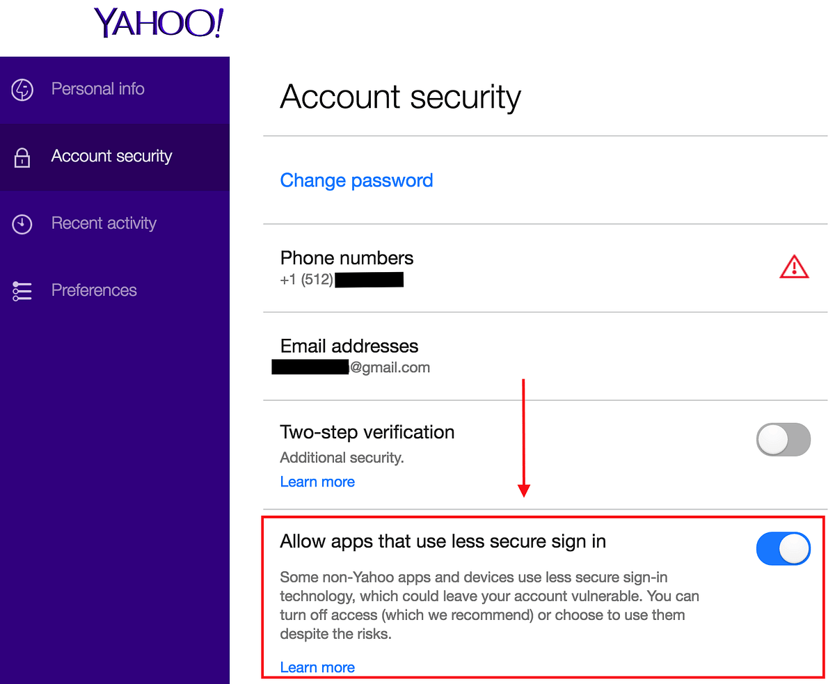 Yahoo S Less Secure App Setting Context Io