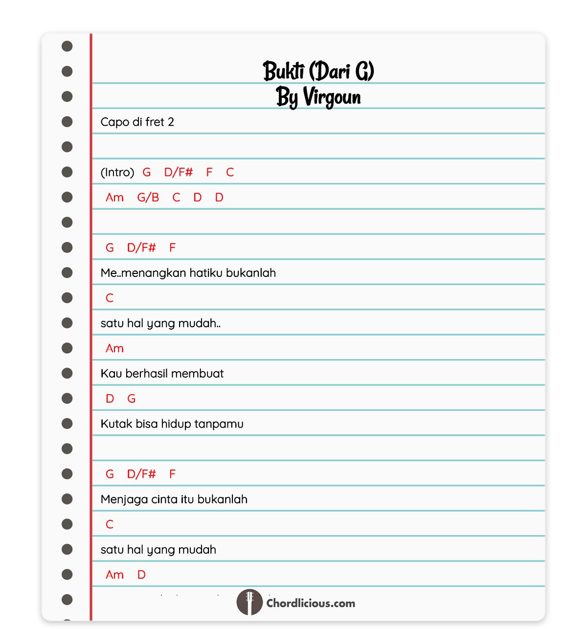 Chord Bukti Virgoun Chord Bukti Dari G Memenangkan Hatiku By Chordlicious Com Medium