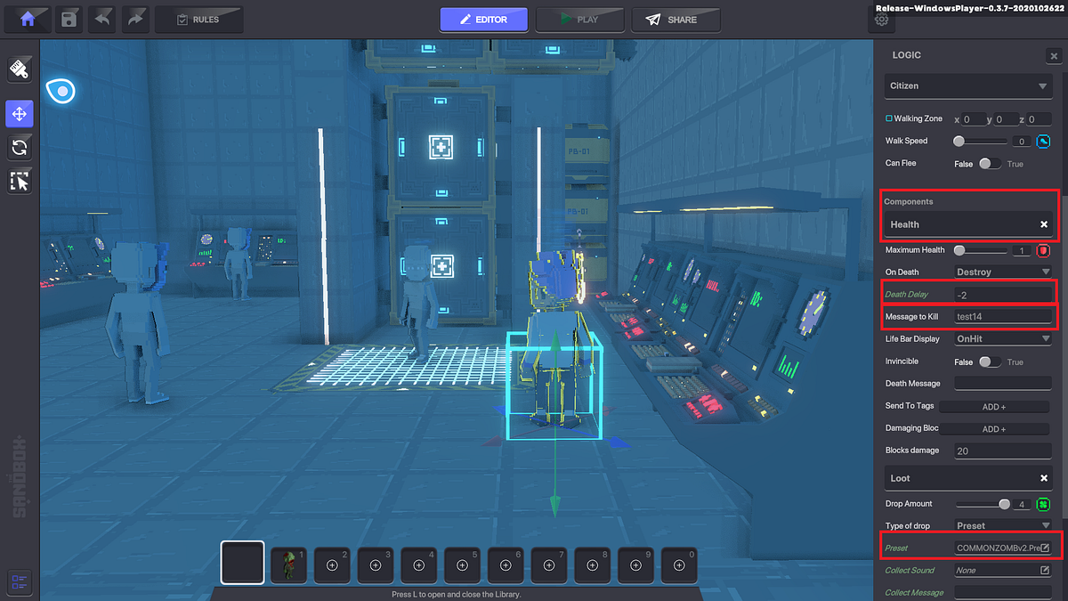 How to Lab Scene, Turn people into zombies — The Sandbox Game Maker v0