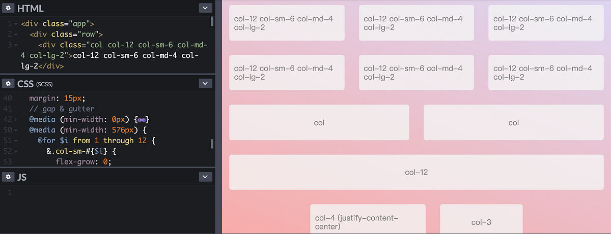 Design responsive layout system using only 40 lines —Know how to implement  col-sm-12 and col-md-6 | by realdennis | Medium