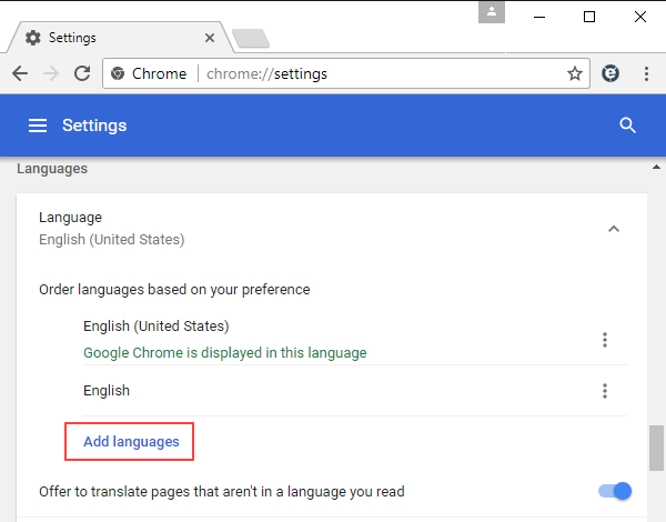 How to change language in google chrome