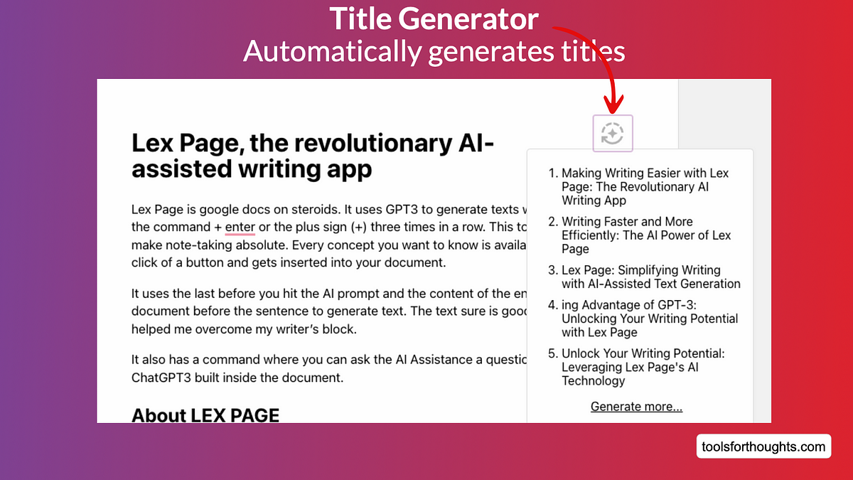 Review of Lex Page, the revolutionary AI-assisted writing app | by PKM ONE  | Dec, 2022 | Medium