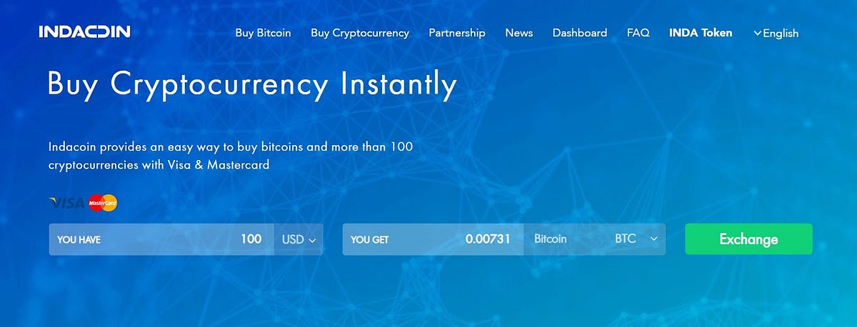 Indacoin user interface