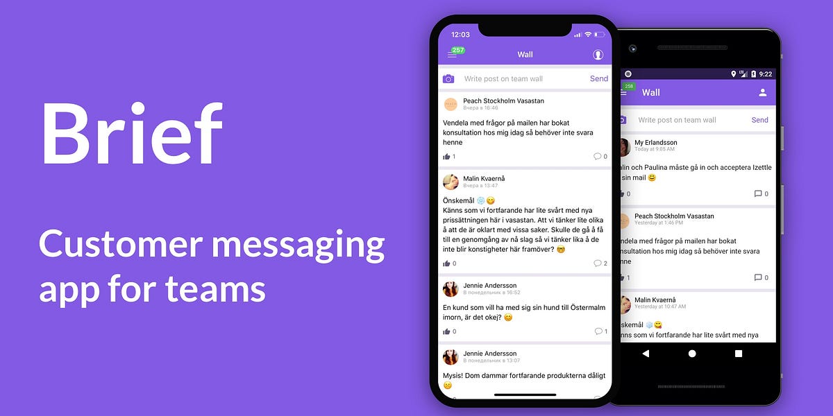 Built with Framework7 Brief — Customer messaging app by