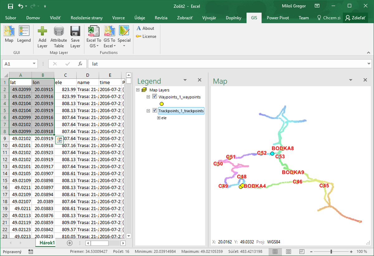 GPX Files in Excel. An important feature of the GIS.XL ...