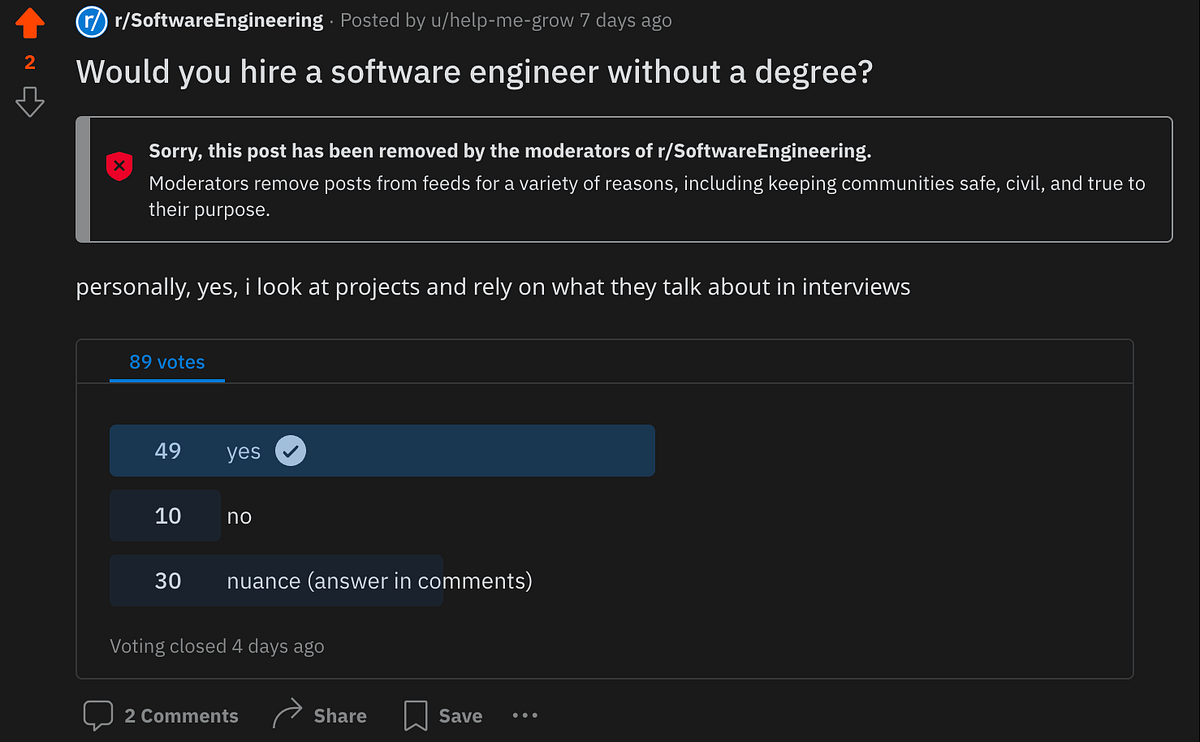 Do Software Engineers Need A College Degree By Yujian Tang Plain